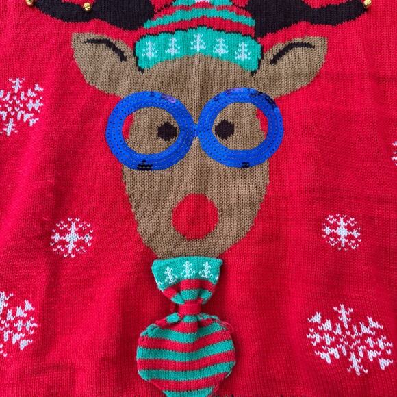Vintage Christmas Knitted Sweater Vest Ugly Sweater Party  Cute Reindeer Size M - Picture 2 of 8